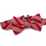 Bow Tie - Red And White Striped Bowtie For Boys