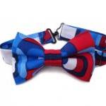 Bow Tie - Red White Blue Modern Style Bowtie For..