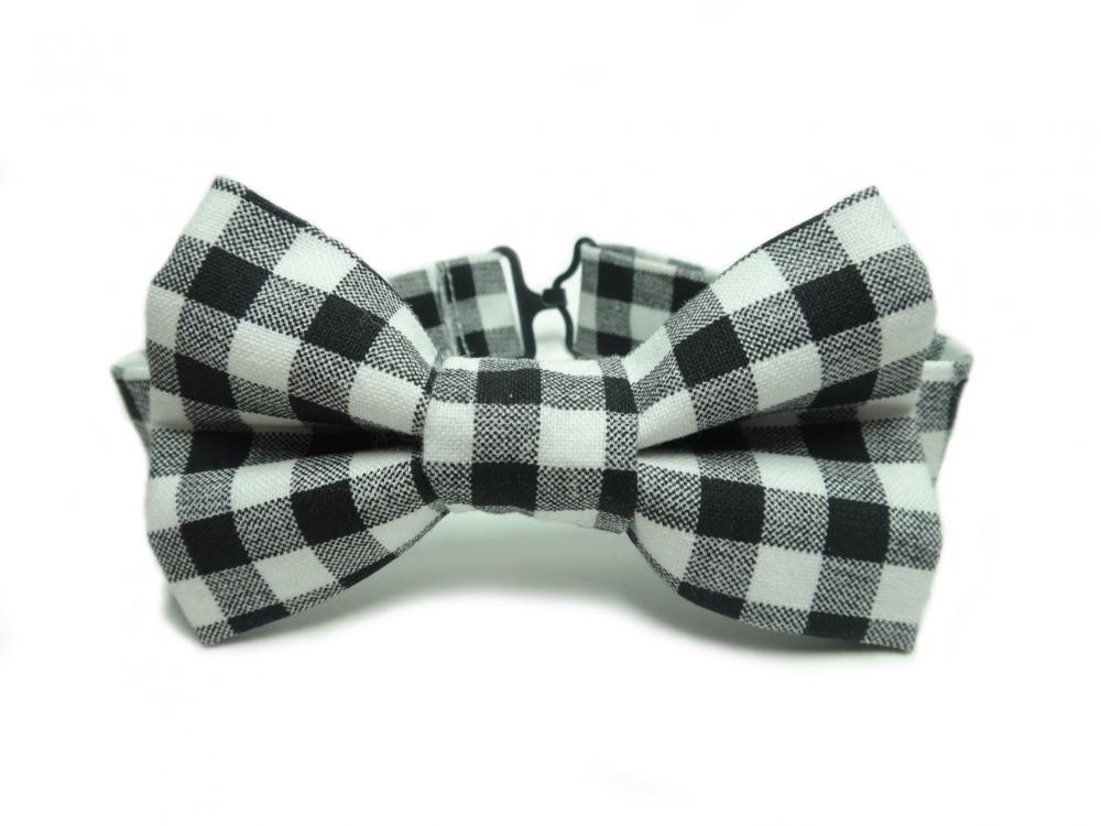 Bow Tie -black & White Plaid Bowtie For Boys