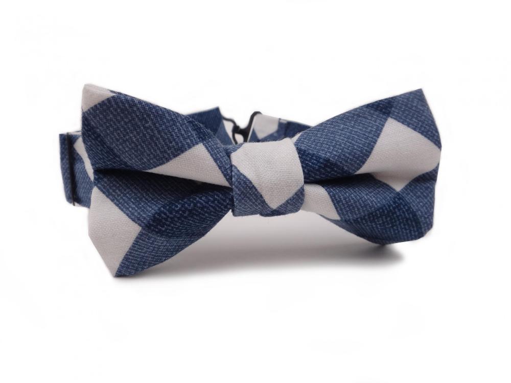 Bow Tie - Blue & White Plaid Bowtie For Boys